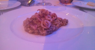 Risotto with fennel and walnuts roasted squid at Hotel Xenia London