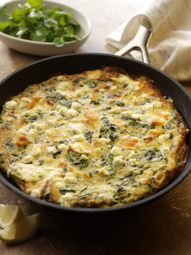The Ultimate Power Breakfast Hot Smoked Salmon & Watercress Frittata whole