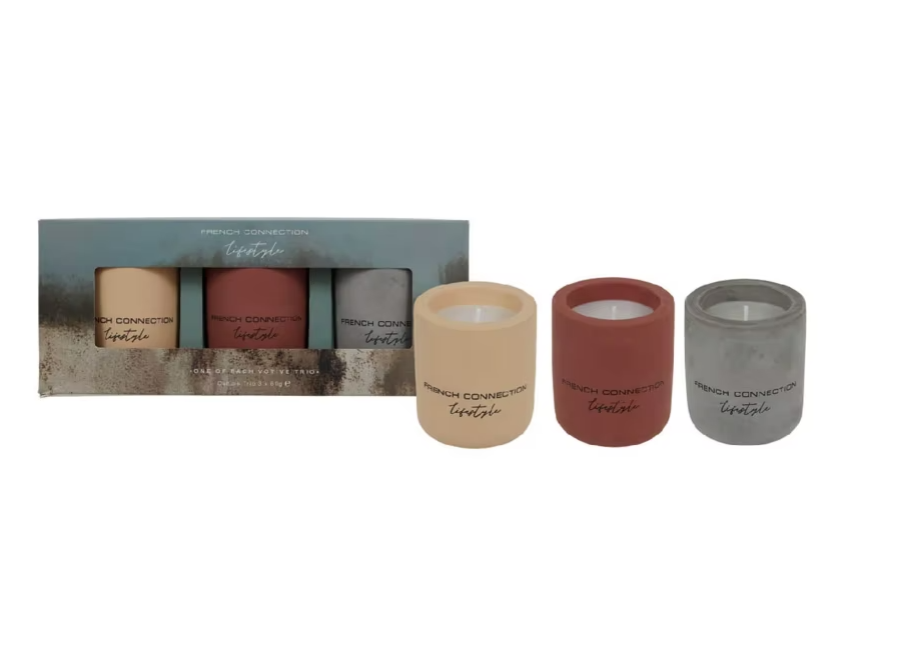 www.lifeandsoullifestyle.com - French Connection Lifestyle Votive Trio Set