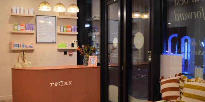 Interior of re:lax Skin Studio at Borough Yards, London