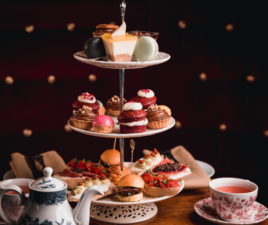 Tapas-style afternoon tea with Iberico ham, mini burgers, and dessert shots at MAP Maison