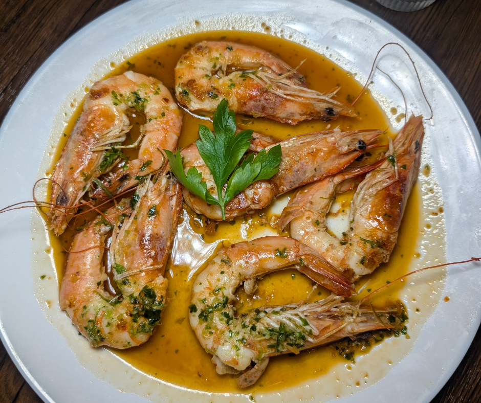 GAMBAS AL AJILLO – tiger prawns with garlic, chillies, and olive oil