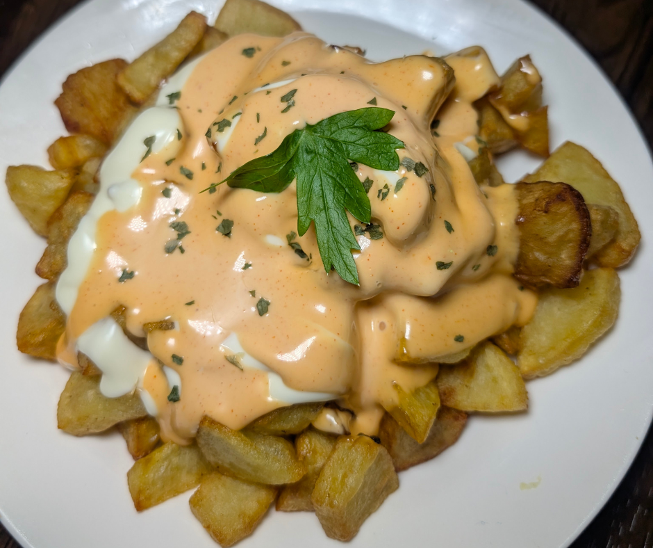PATATAS BRAVAS – fried potatoes with alioli and spicy brava sauce