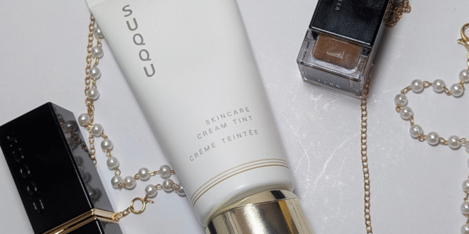 Flatlay of SUQQU Skincare Cream Tint and Creamy Cover Concealer