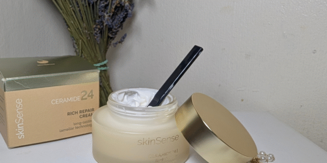 Skinsense Ceramide24 Rich Repair Cream in jar packaging