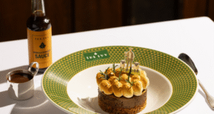 The Ivy’s limited-edition Shepherd’s Pie dessert made with carrot cake, chocolate dome, and whipped cream topping.