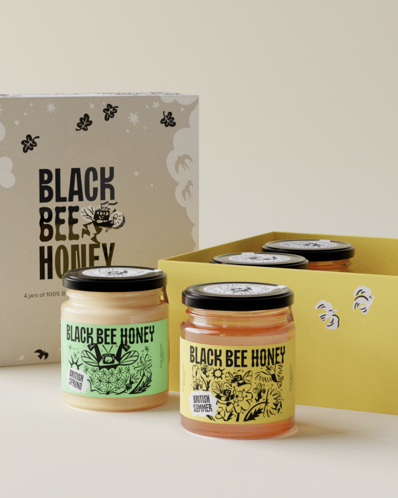 Black Bee Honey seasonal gift box with four jars