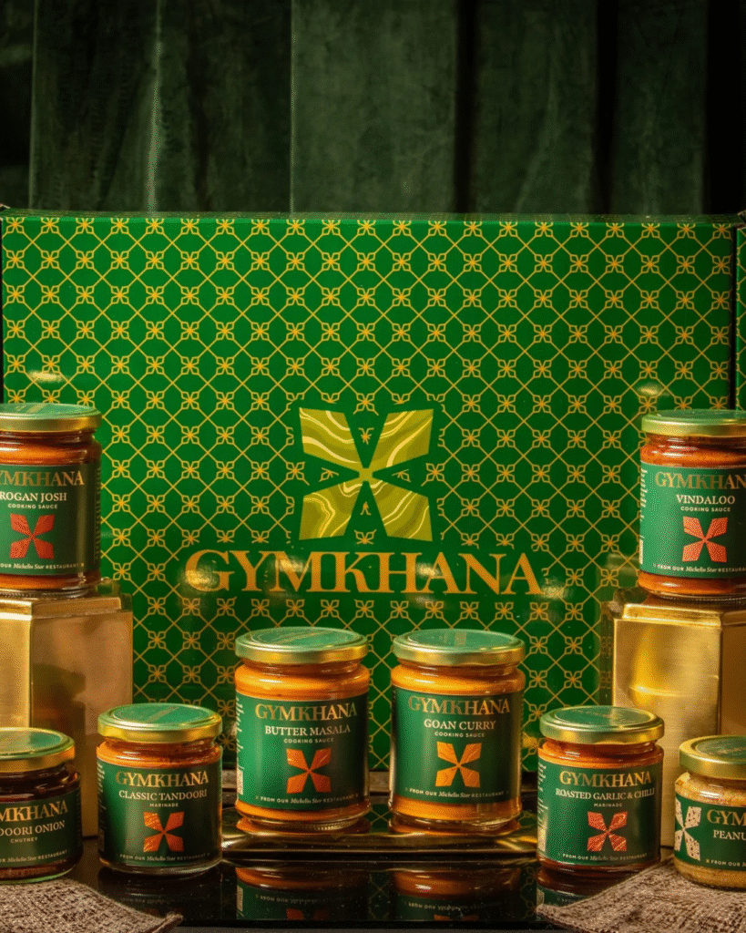 Gymkhana Fine Foods sauces, marinades and chutneys in festive gift box.