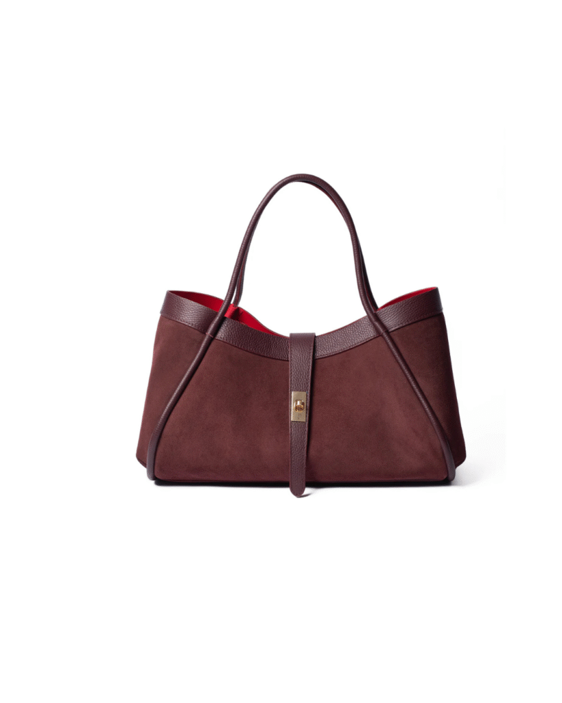 LRM Goods Harriet luxury leather tote bag in a structured design.
