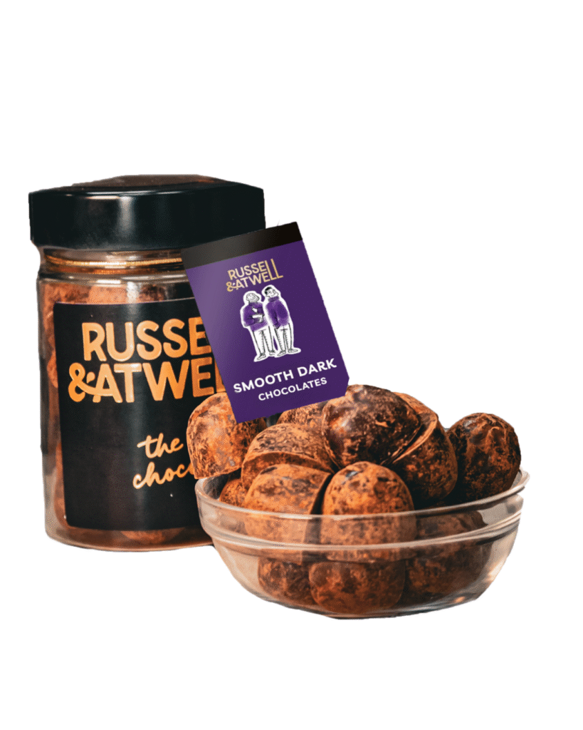 Russell & Atwell refillable fresh chocolate glass jars.