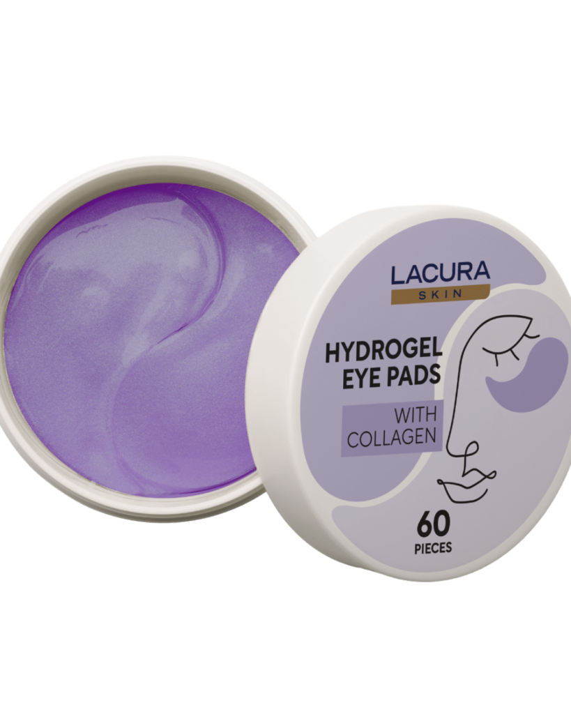 Aldi Lacura hydrogel eye pads with vitamin C and hyaluronic acid for tired under-eyes.