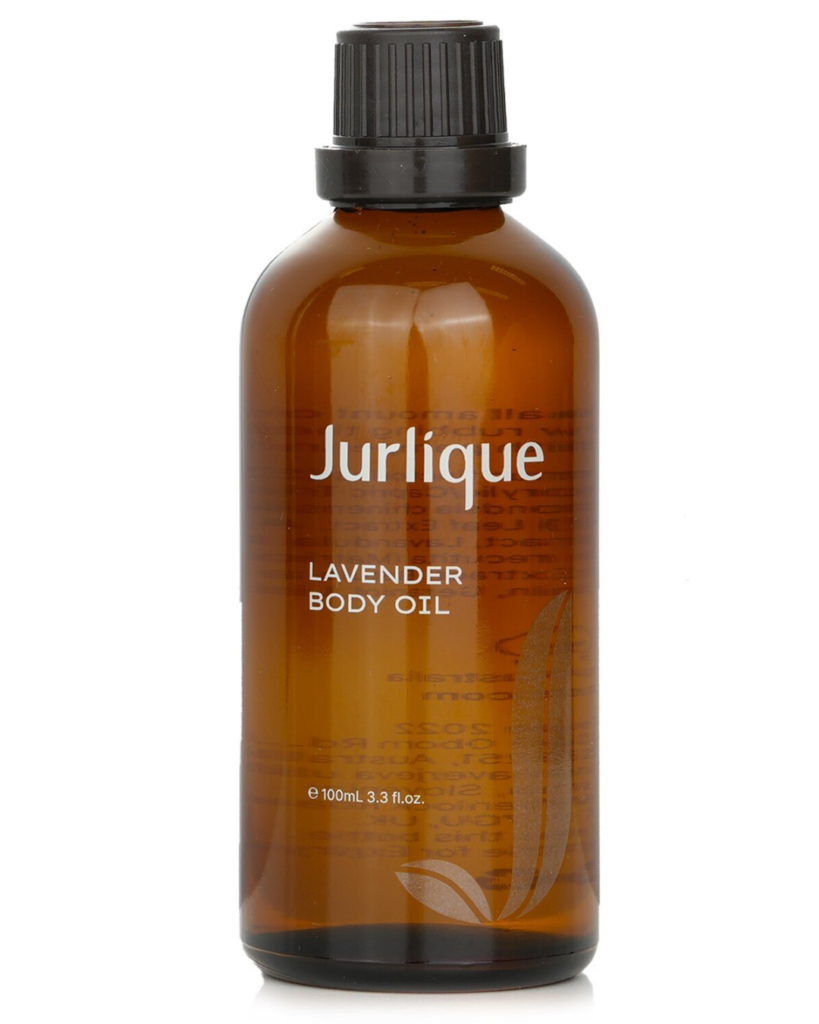 Jurlique Lavender Body Oil used as a calming night-time body care ritual.