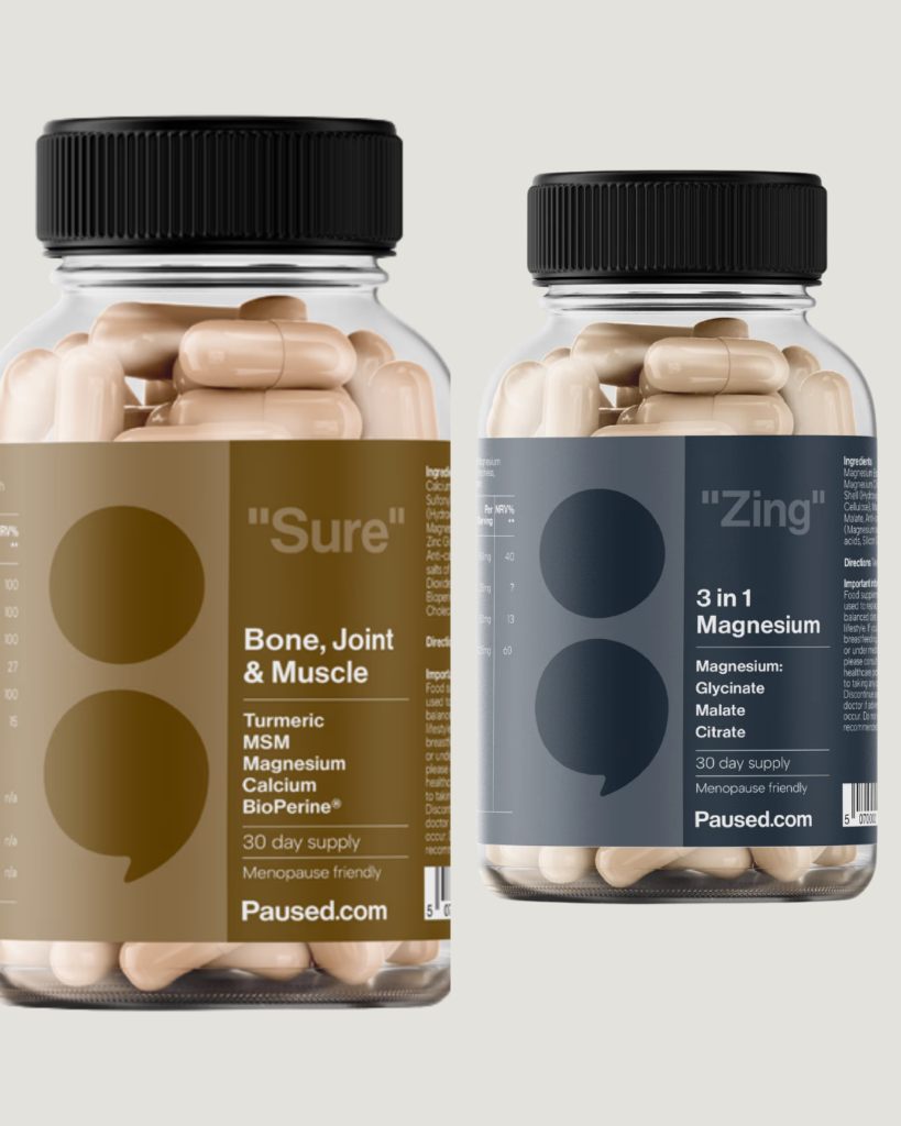 Paused.com supplements including NAD+, magnesium and bone joint support for winter wellness.